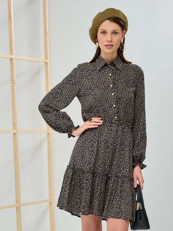 Платье-рубашка с воланом