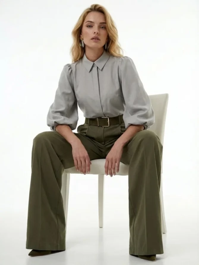 Блузка из костюмной ткани OD-1035-1 св. серый