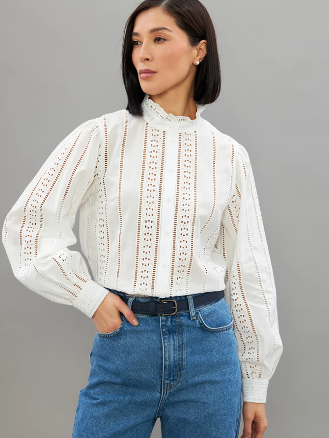 Блузка из шитья OD-919-1 белый