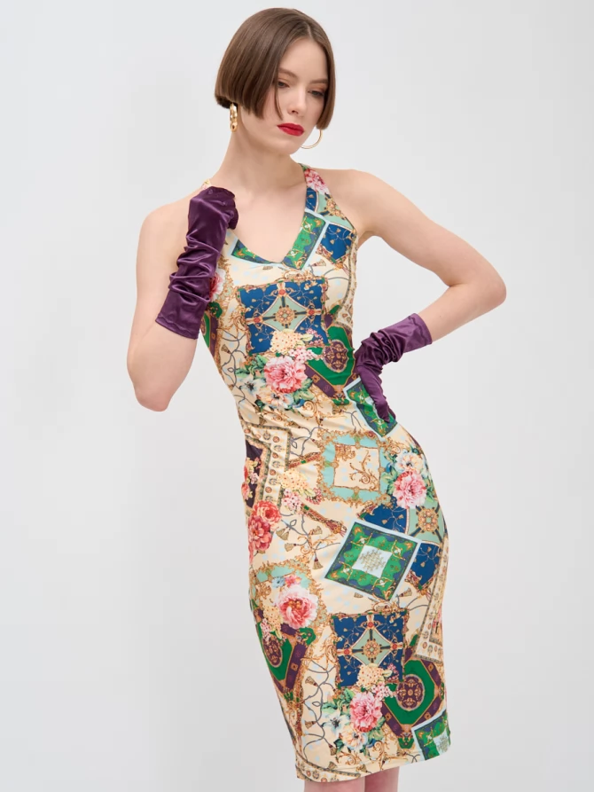 Платье с принтом масло