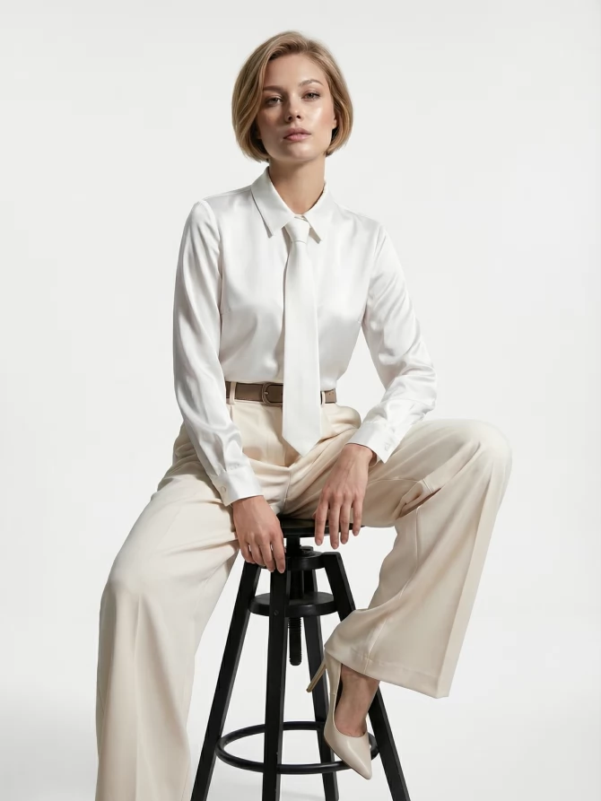 Блузка с галстуком  OD-881-4 белый