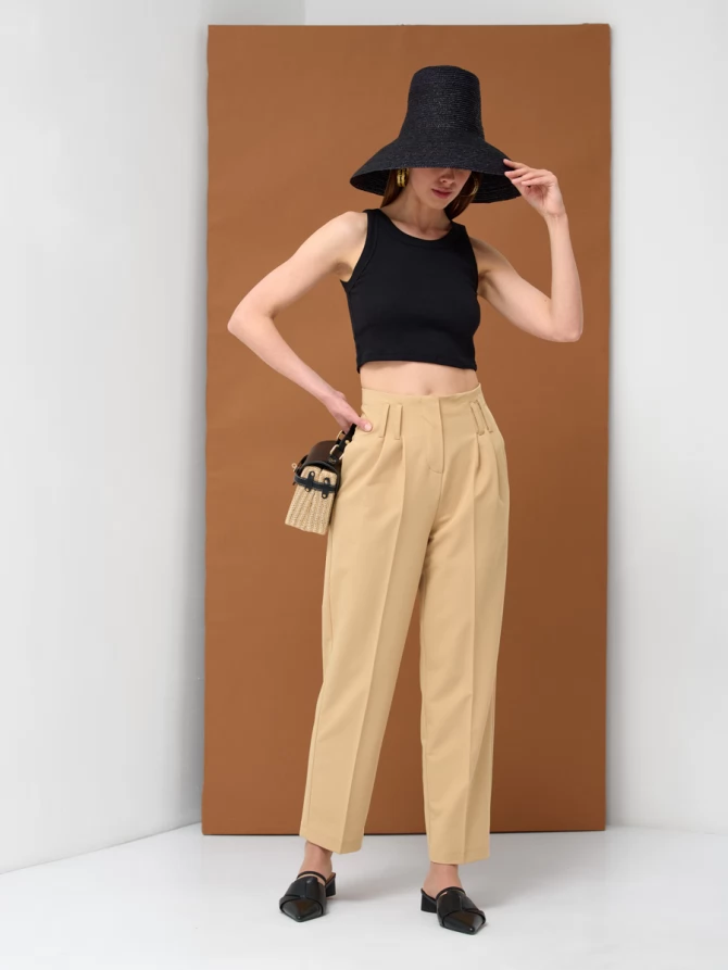 Брюки укороченные с высокой талией