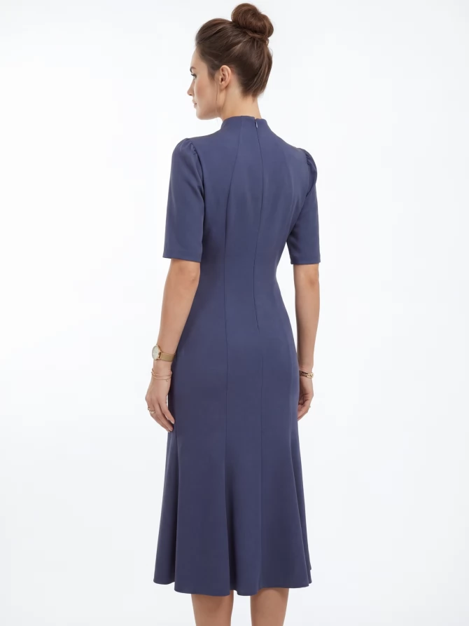 Платье воротник-капля OD-761-4 синий джинс