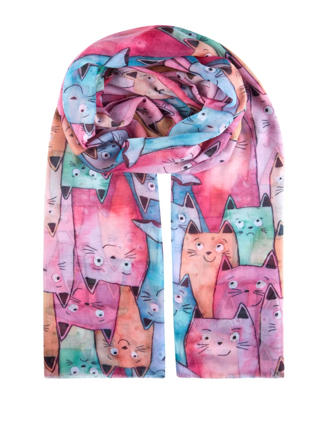 Палантин с принтом "Забавные коты"