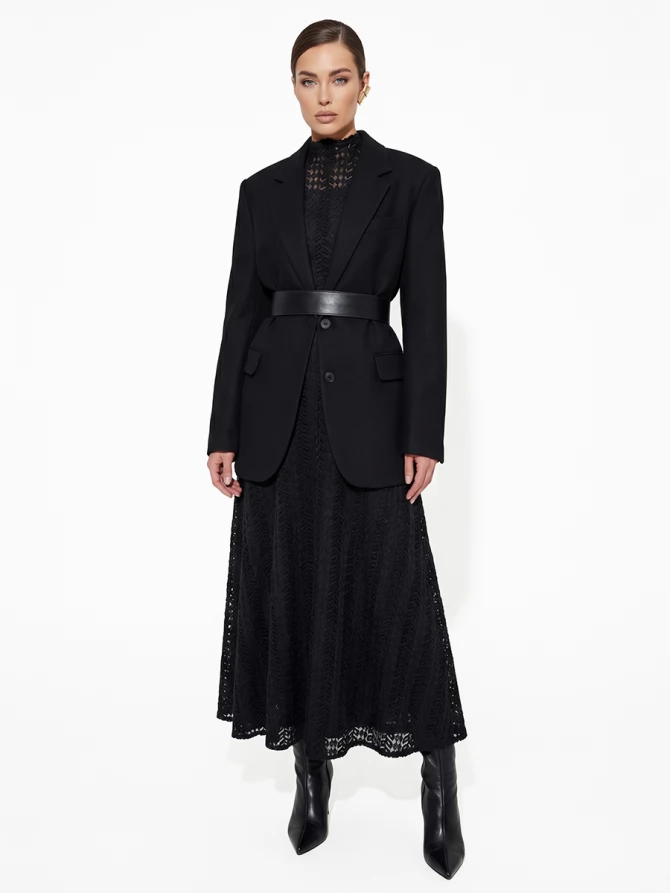 Платье теплое кружевное OD-846-5 черный