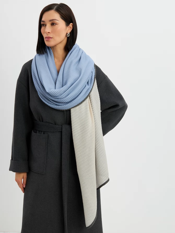 Палантин женский двусторонний жатый