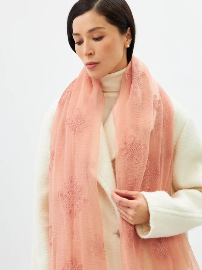 Палантин женский двусторонний с вышивкой арт-деко BB-1352-8