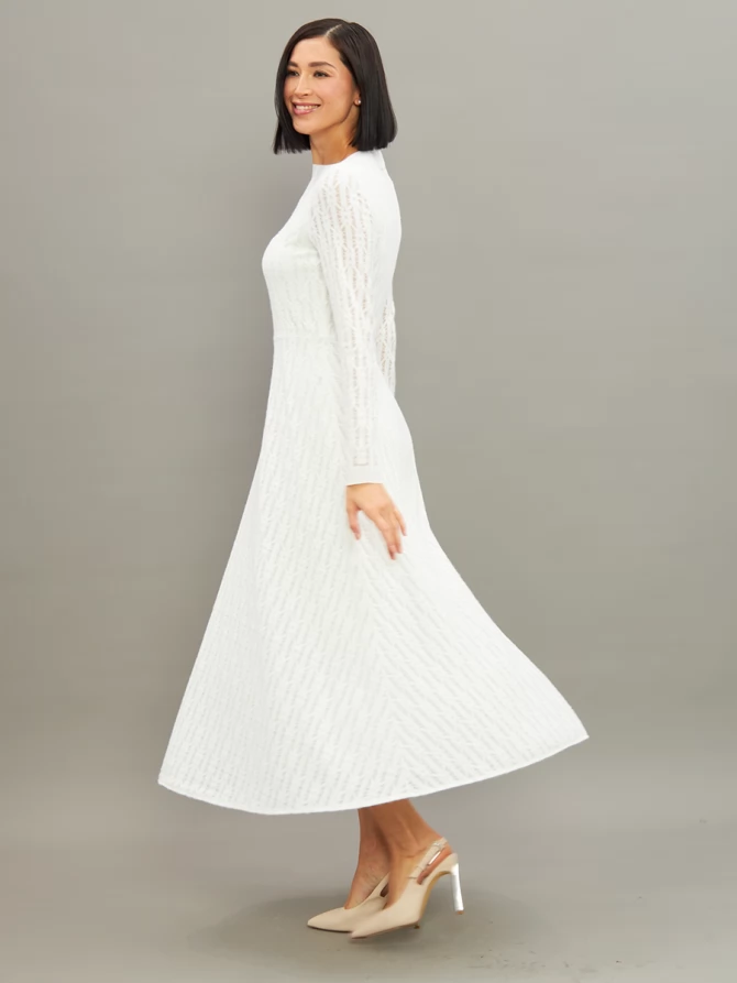 Платье из трикотажного кружева OD-904-1 белое