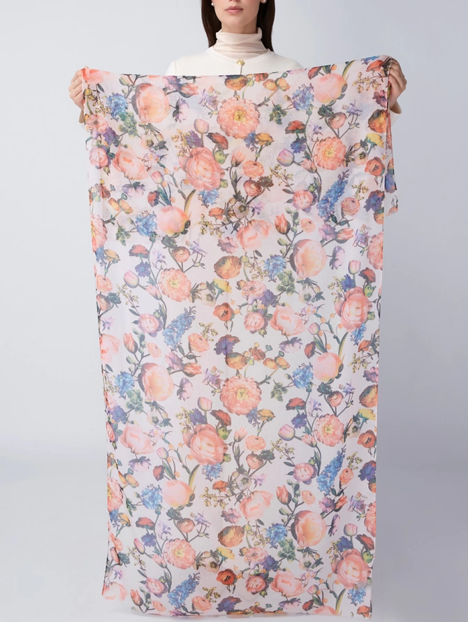 Палантин женский с цветочным принтом