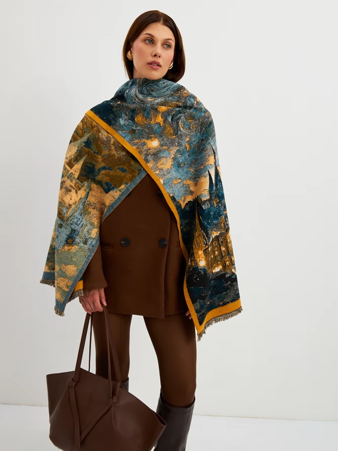 Палантин с художественным принтом "Замок"