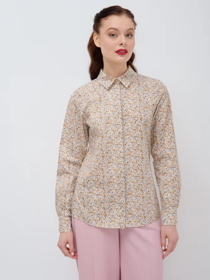 Рубашка с контрастной стойкой