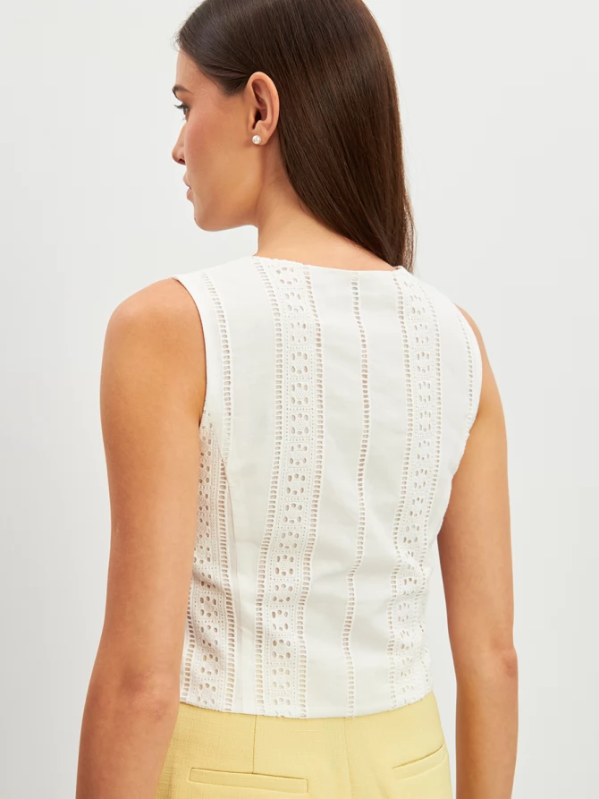 Жилет из хлопкового шитья белый OD-995-1