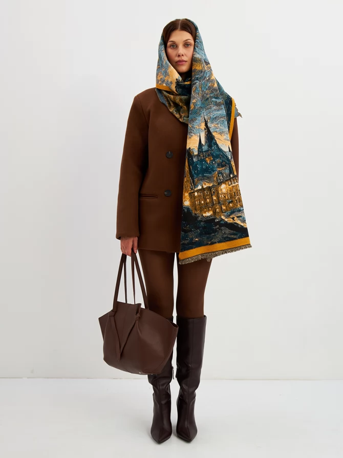 Палантин с художественным принтом "Замок"