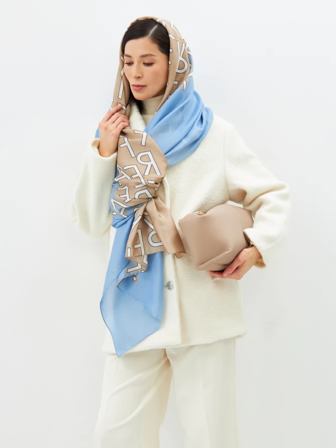 Палантин женский двусторонний с арт-принтом D2-1352-4