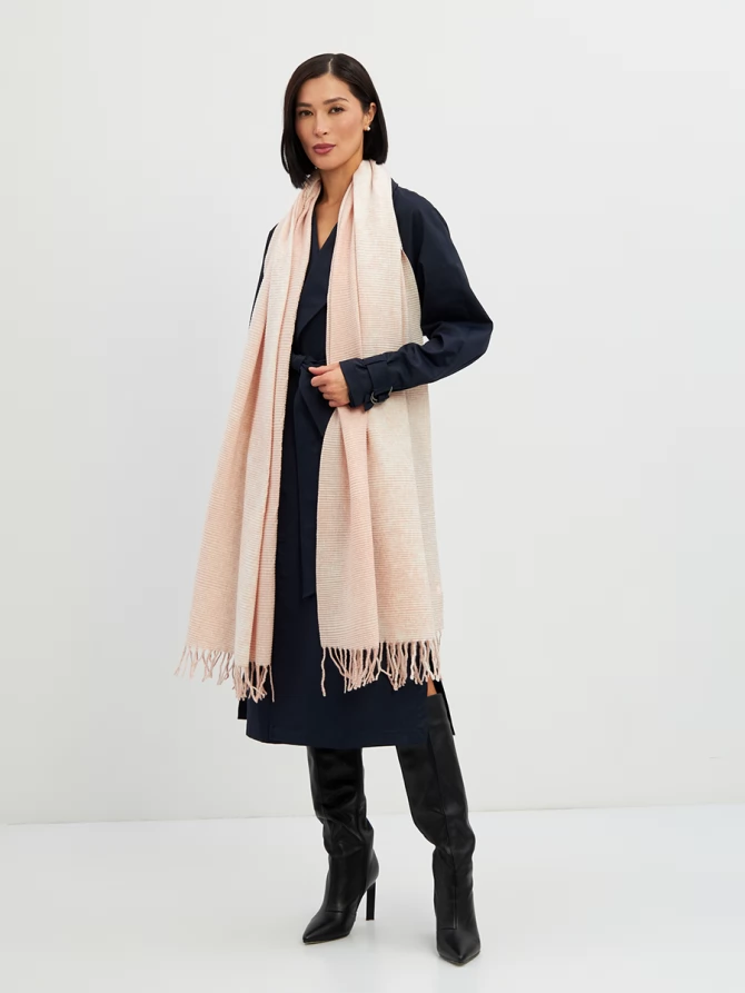 Палантин двусторонний меланжевый с кистями