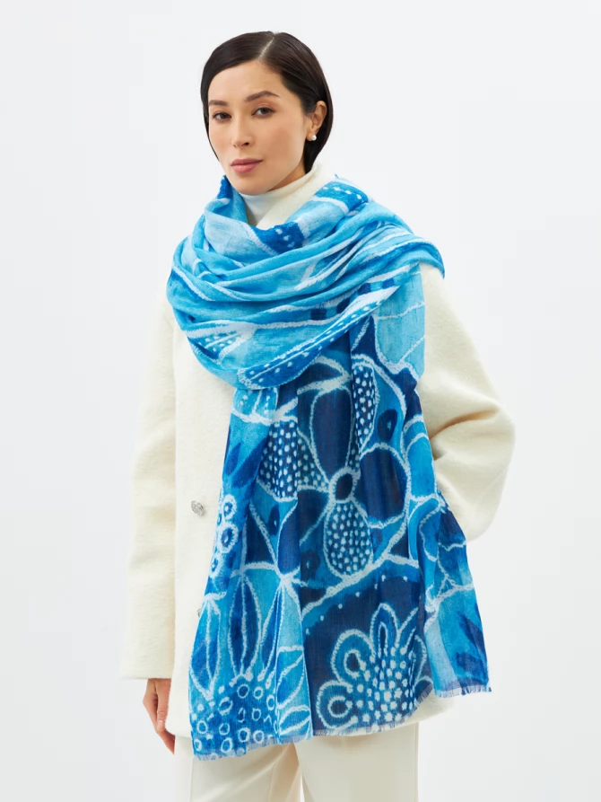 Палантин женский двусторонний с рисунком арт-деко D2H-135-4