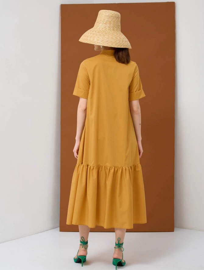 Платье хлопок OD-791-4 горчица