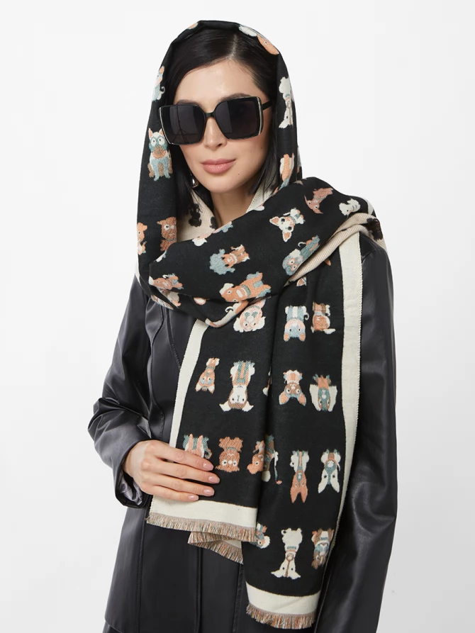 Палантин двусторонний с принтом 'Щенки'