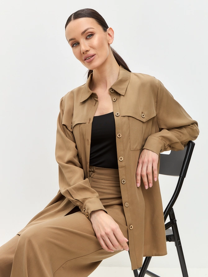 Рубашка прямого силуэта  OD-819-1 коричневый