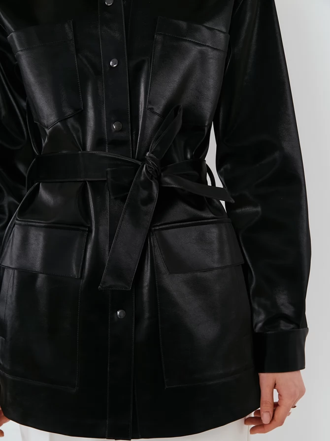 Без пояса! Куртка из лакированной эко-кожи ODP-476-1