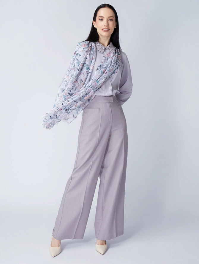 Палантин женский с воздушным цветочным принтом