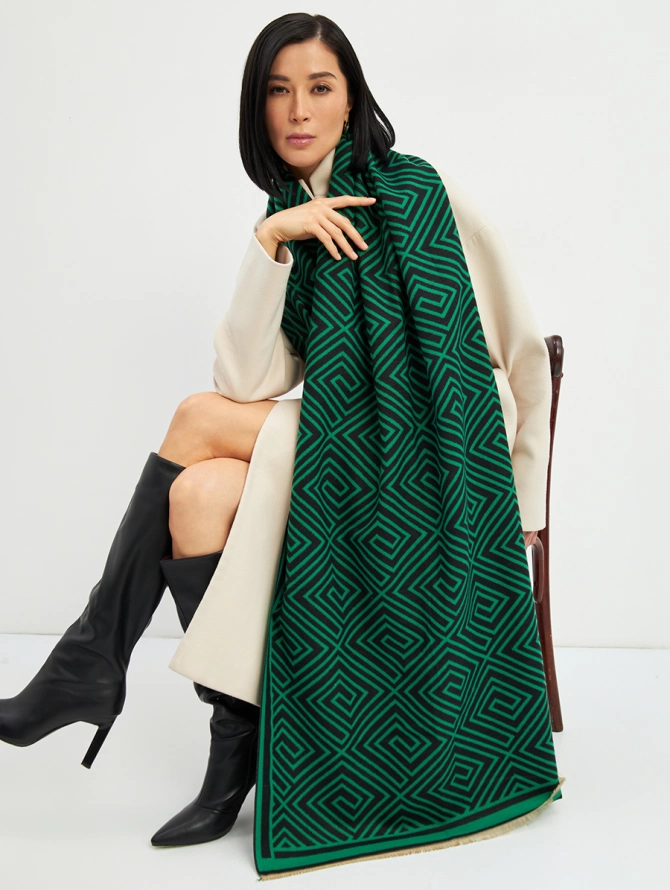 Палантин женский с геометрическим принтом, двусторонний