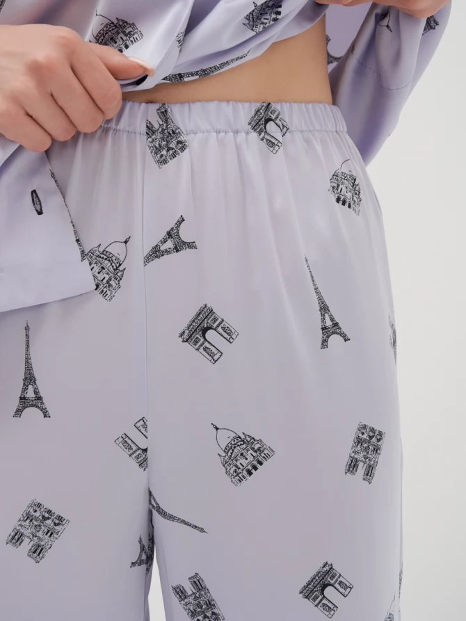 Домашний костюм из армани-шелка с брюками и рубашкой