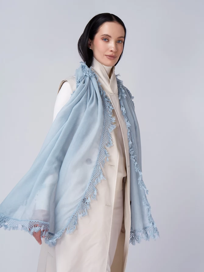 Палантин женский с ажурной бахромой