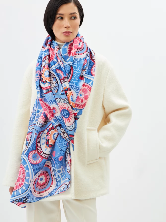 Палантин двусторонний с арт-деко принтом D2-1353-4