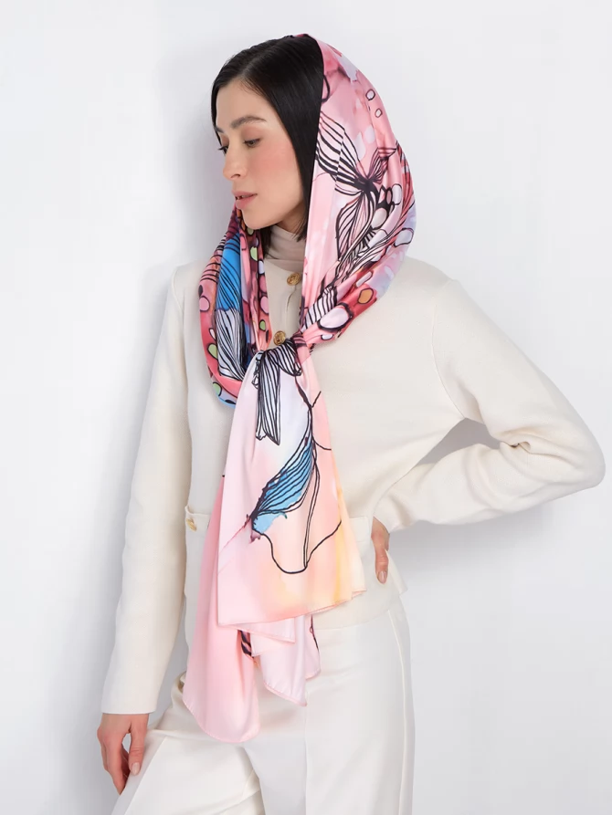 Палантин с абстрактным цветочным принтом