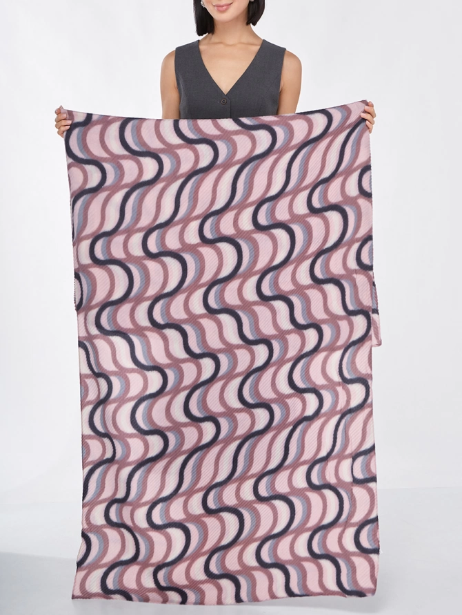 Палантин женский двусторонний жатый с абстрактным узором KSH15-1611-1