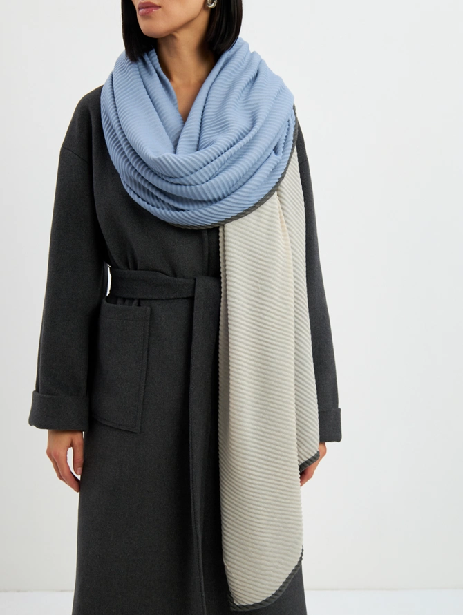 Палантин женский двусторонний жатый