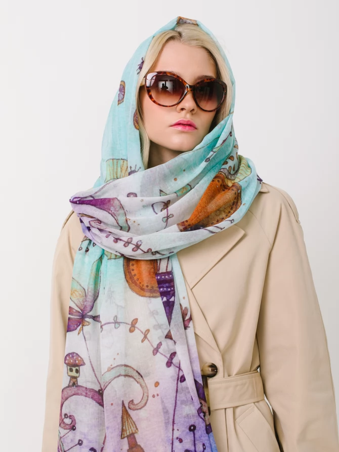 Палантин с арт-деко принтом KSH14-115-38