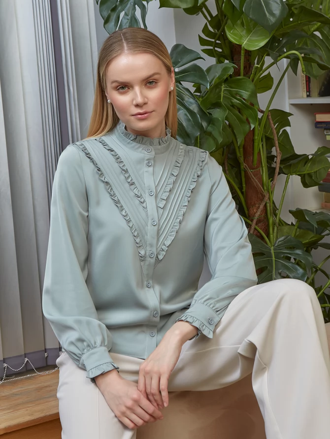 Блузка с рюшами OD-884-3 ментол