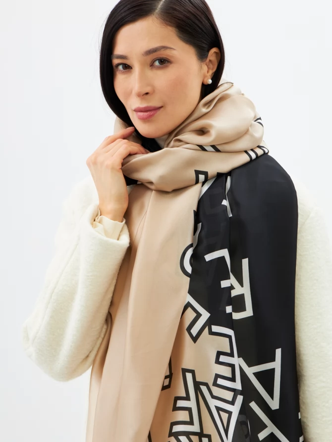 Палантин женский двусторонний с принтом арт-деко