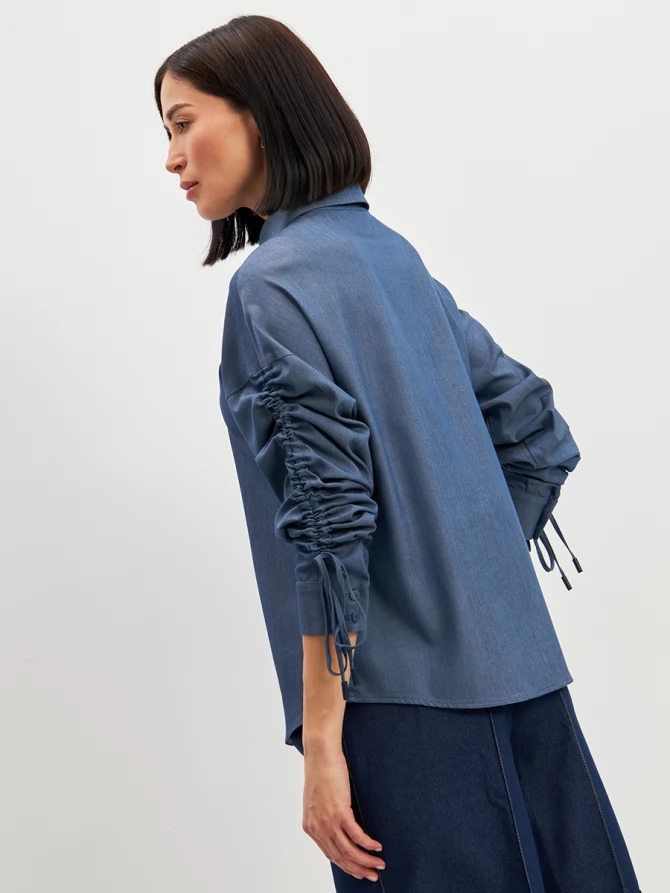 Блузка тонкая джинса OD-858-4 темный джинс