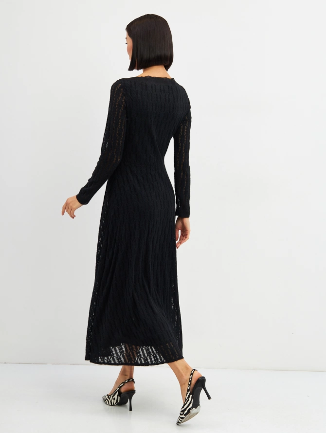 Платье из трикотажного кружева OD-904-2 черное