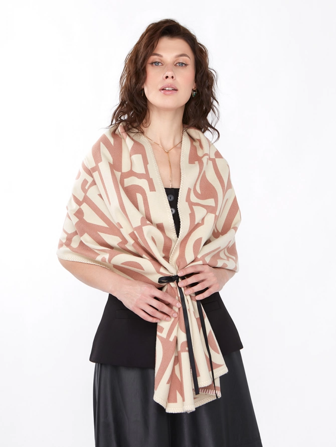 Палантин женский двусторонний с объемным принтом