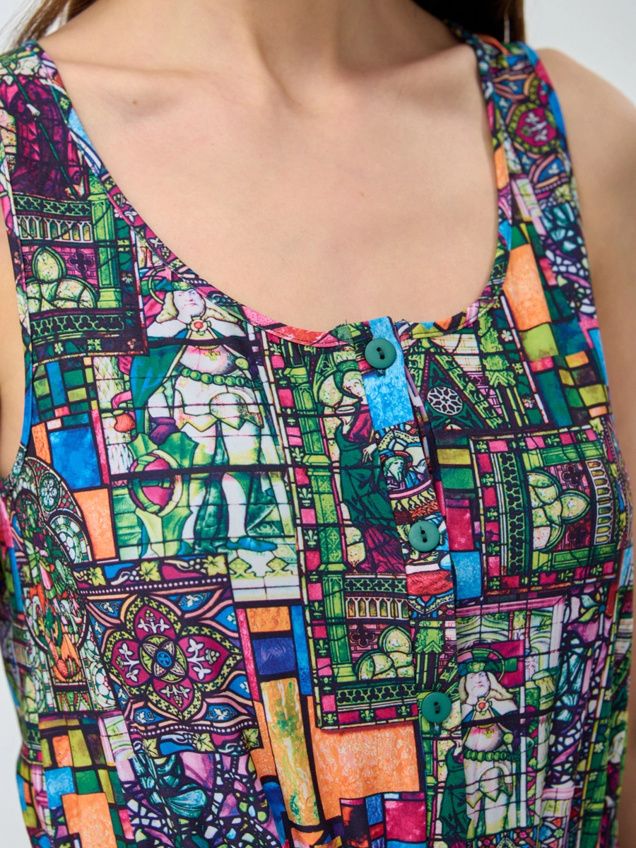 Комбинезон короткий с витражным принтом