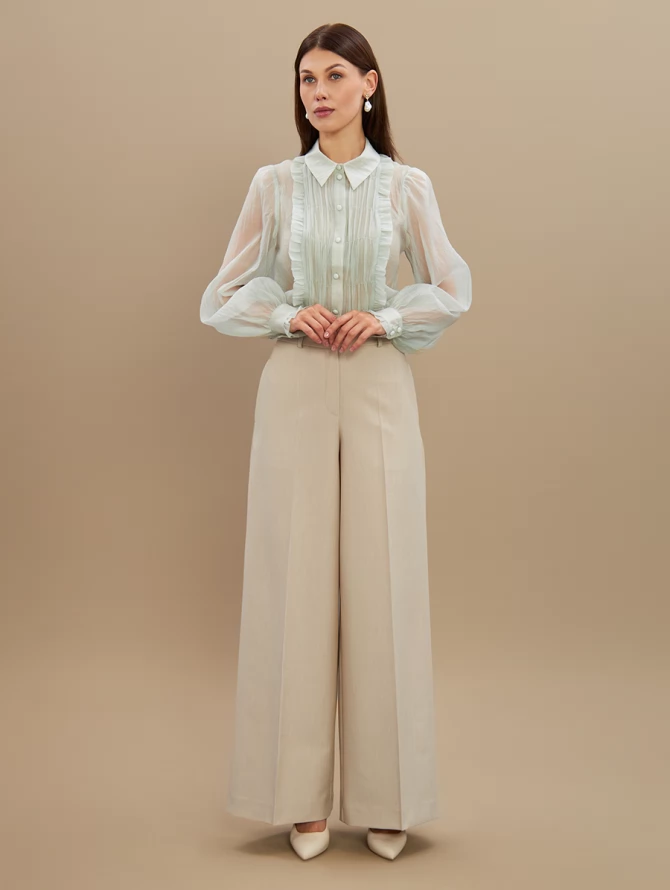 Брюки из костюмной ткани OD-922-3 бежевый