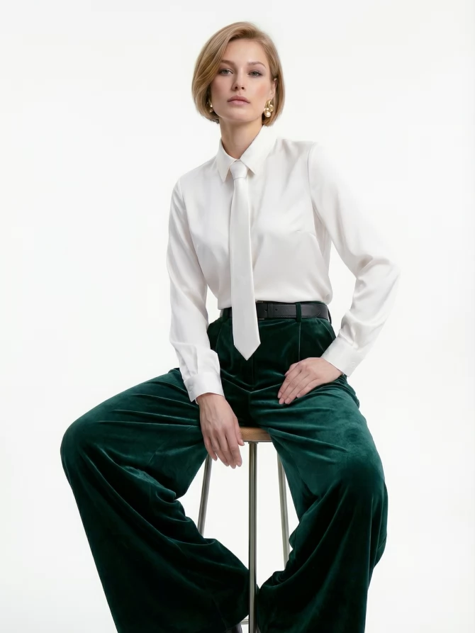 Блузка с галстуком  OD-881-4 белый