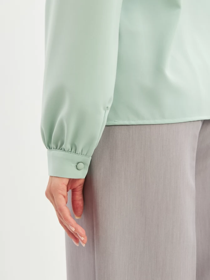 Блузка с воротником из кружева и защипами OD-913-4 св.зеленый