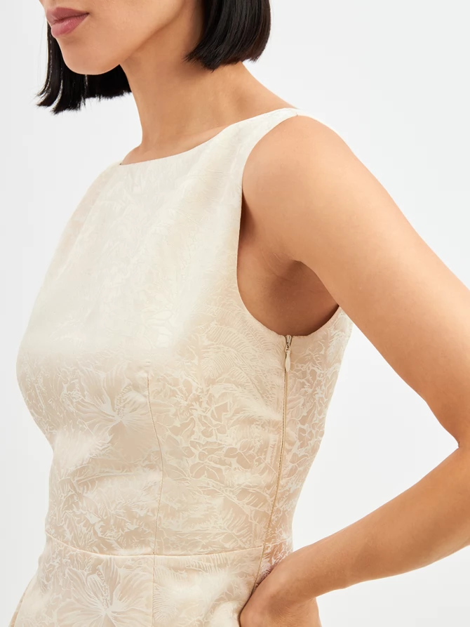 Платье из жаккарда OD-939-1 сливочный