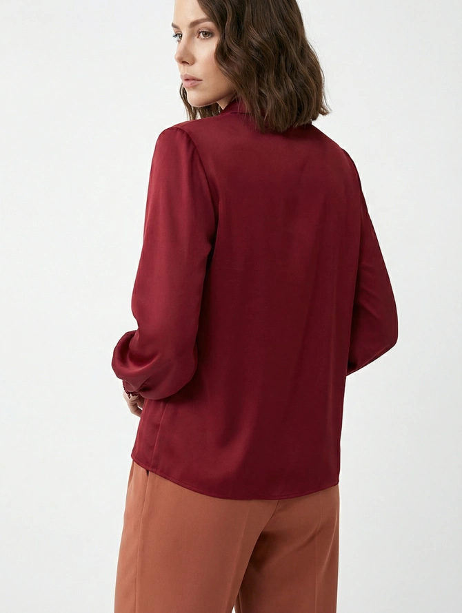 Блузка с кружевом OD-808-2 бордовый