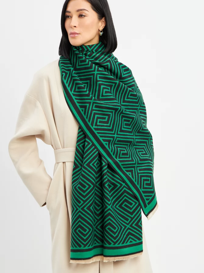 Палантин женский с геометрическим принтом, двусторонний