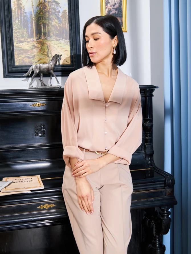 Блузка из шифона OD-809-3 персик