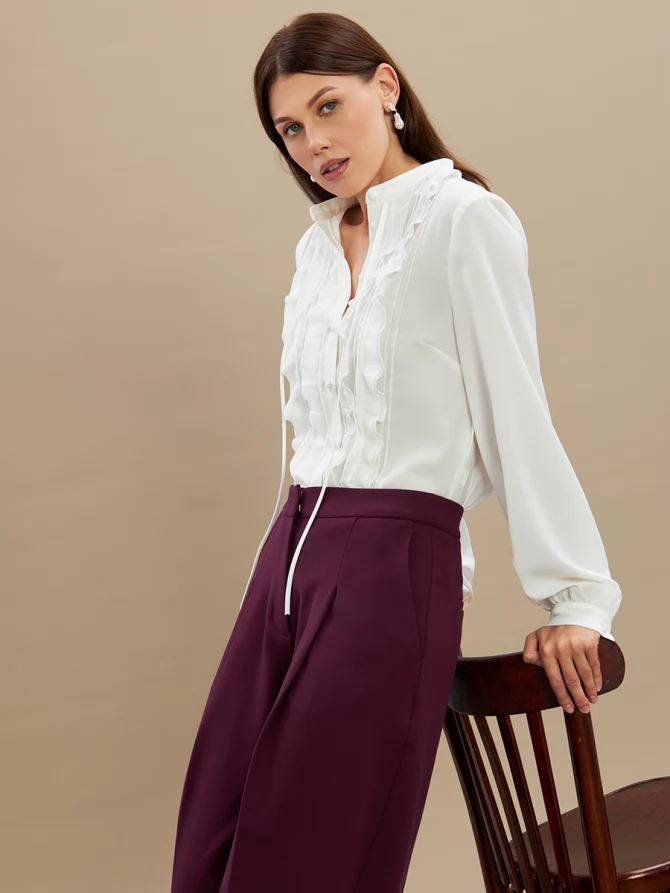 Блузка с рюшами OD-976-1 белый