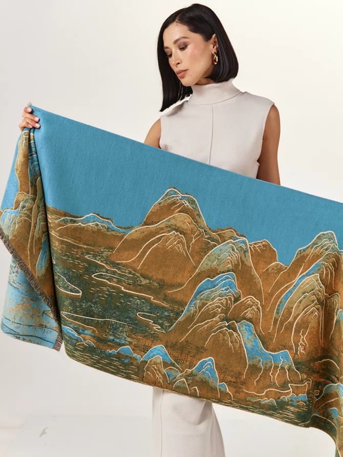Палантин с принтом 'Горный пейзаж'