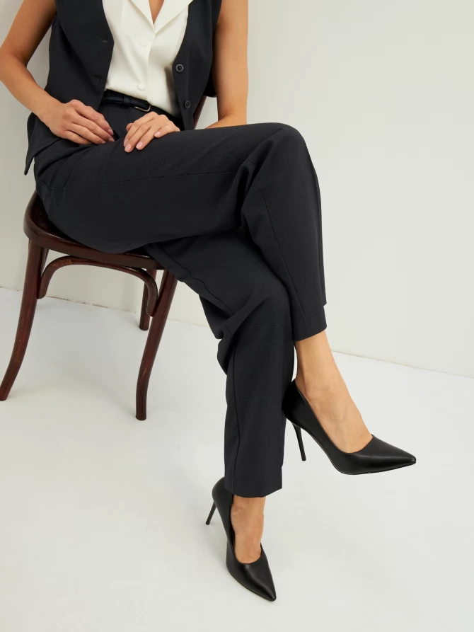 Брюки из костюмной ткани OD-780-1 черно-синий гусиная лапка