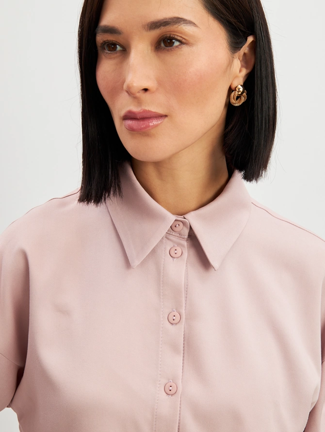 Блузка тонкая джинса OD-858-1 пудра